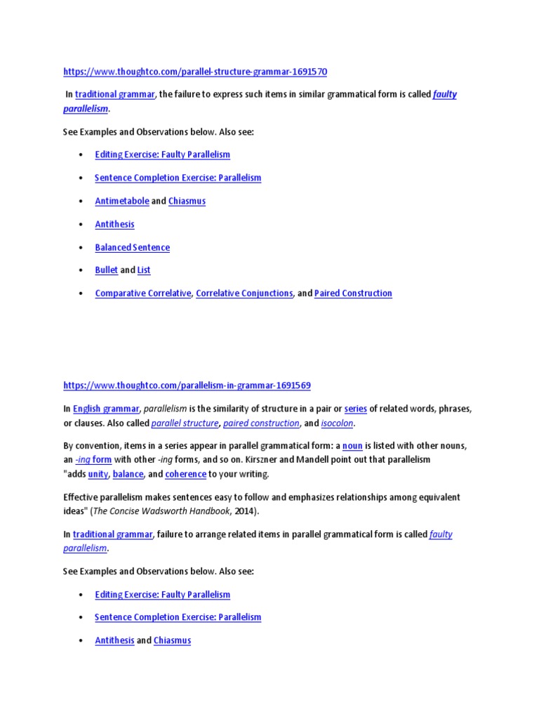 Parallel Structure Grammar Guide | PDF