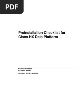 Cisco HX Data Platform Preinstallation Checklist Form