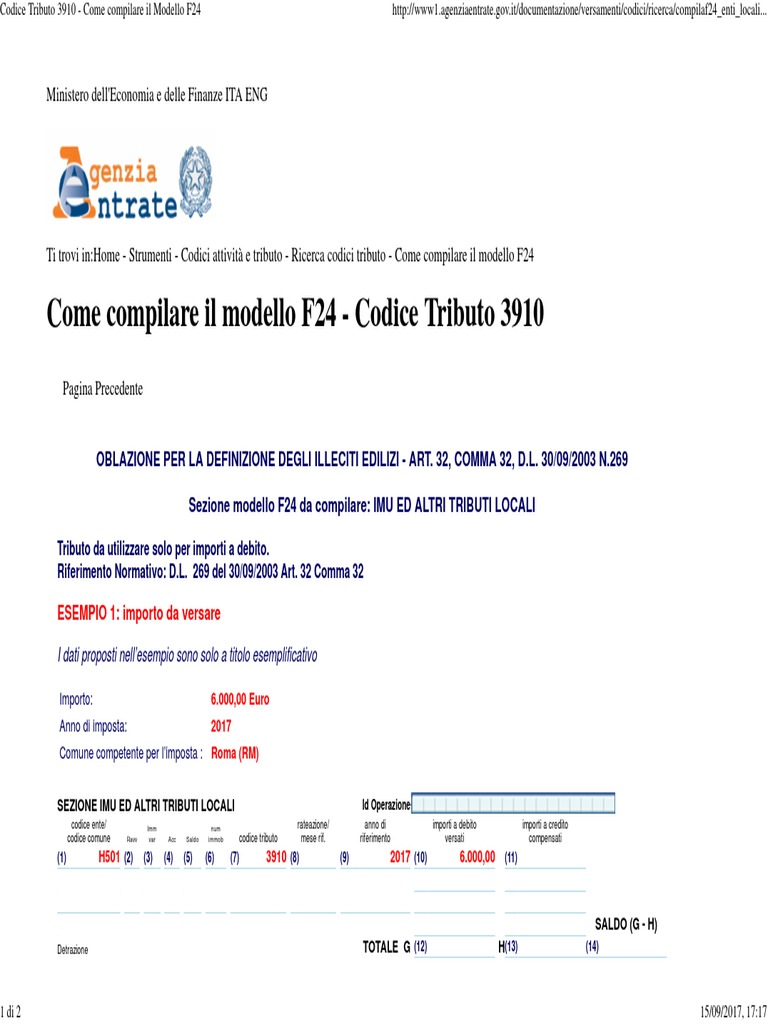 Codice Tributo 3910 Come Compilare Il Modello F24