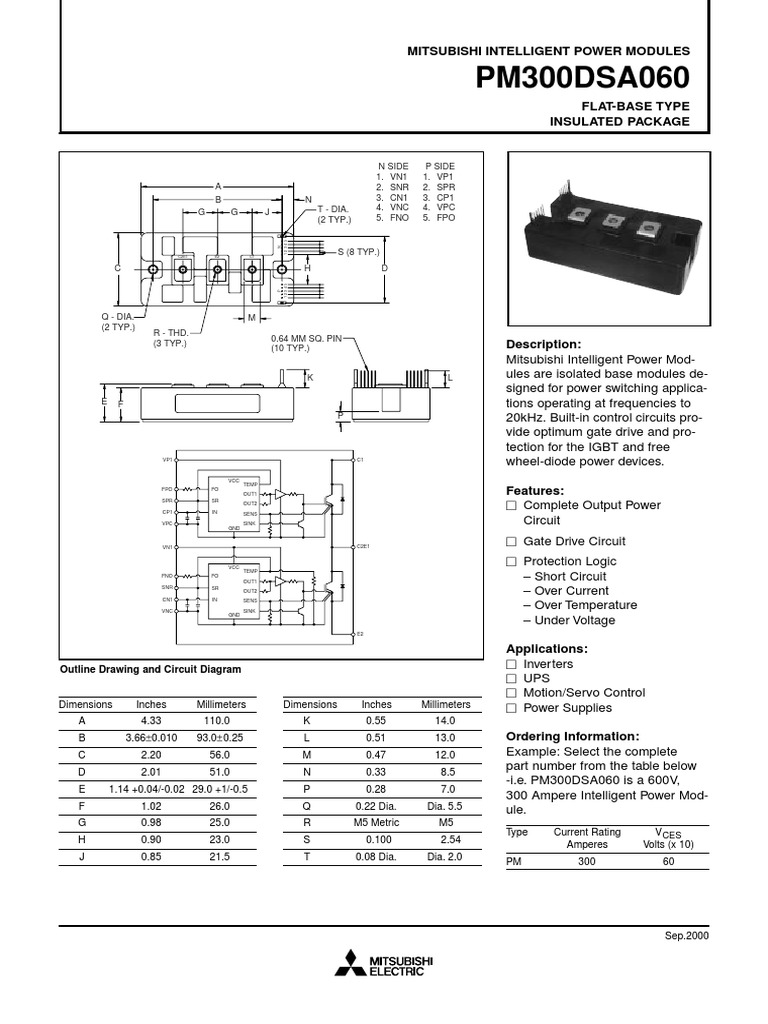 PM300DSA060: Mitsubishi Intelligent Power Modules | PDF | Power ...