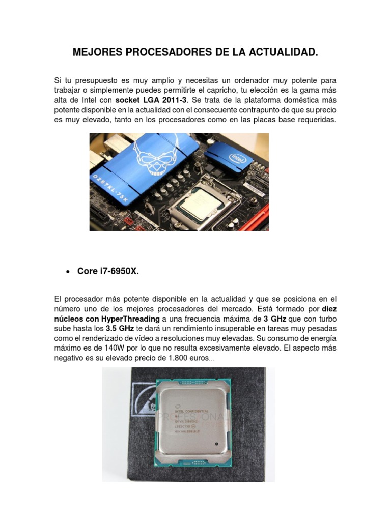 Mejores Procesadores de La Actualidad Microprocesador