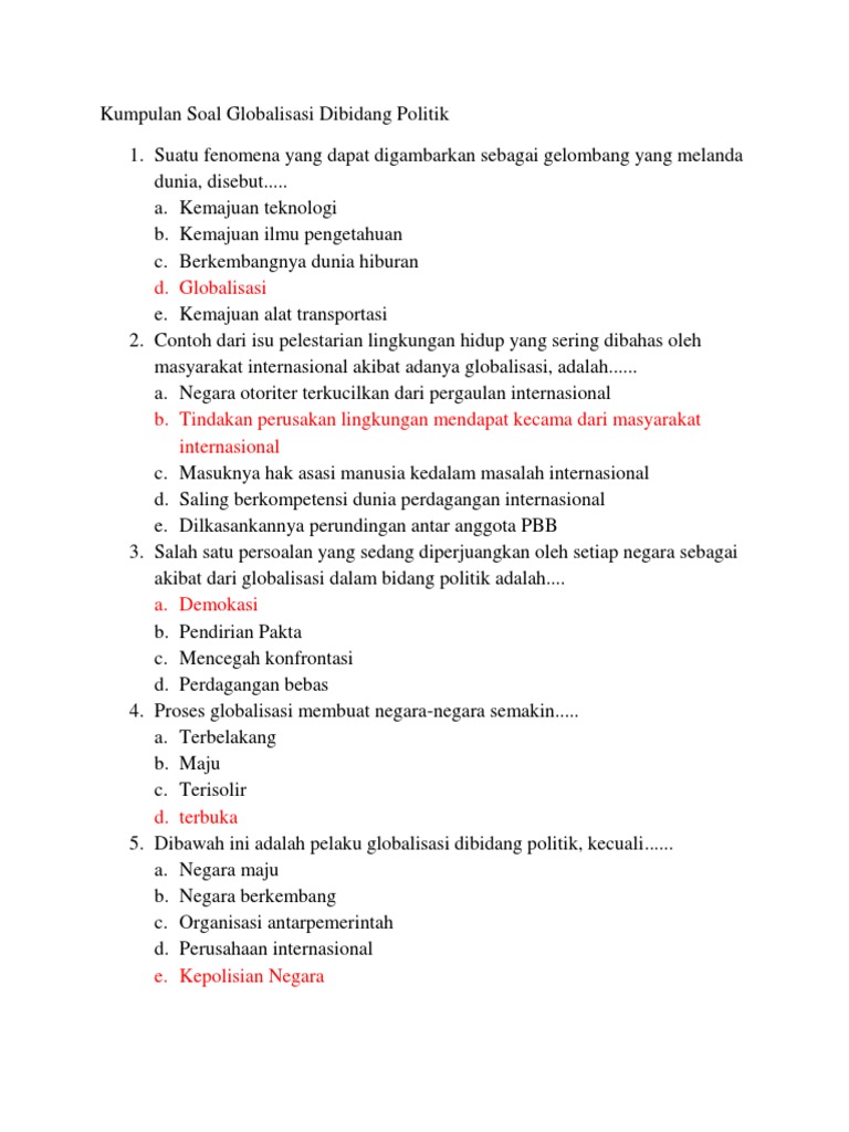 Contoh Soal Politik