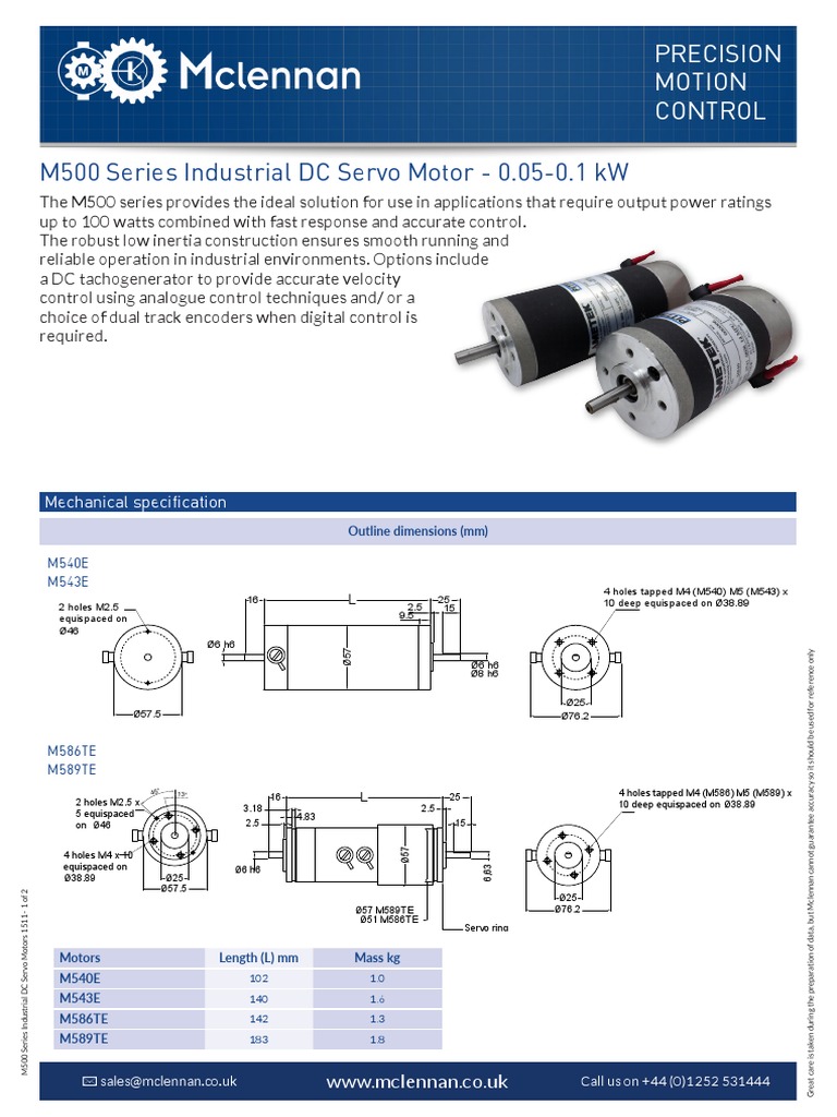 m500 Brushed DC Servo Motors Datasheet PDF Servomechanism Amplifier
