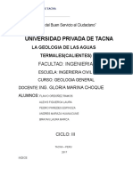 Geologia de Las Aguas Termales en Tacna-Calientes