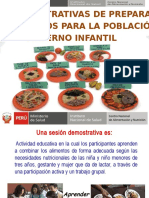 Preparación de alimentos demostrativos para la nutrición materno infantil