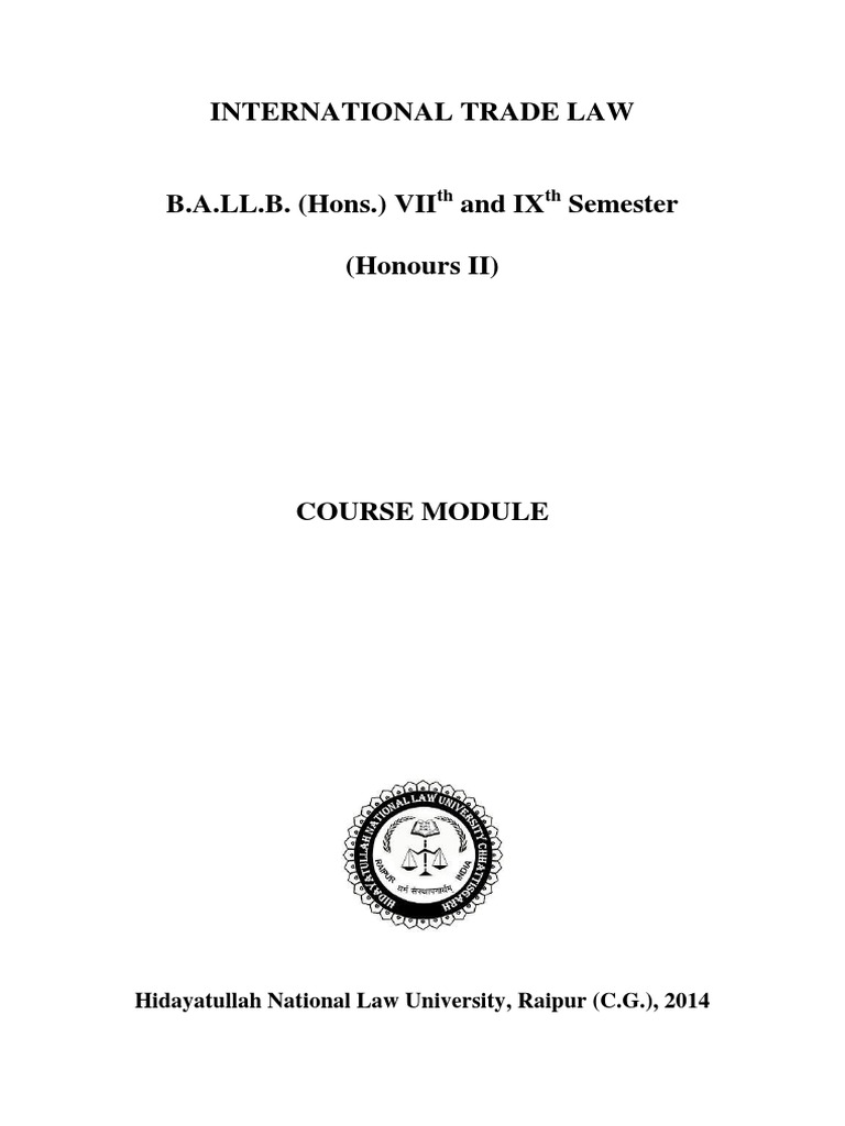 International Trade Law Course Overview | PDF | World Trade ...