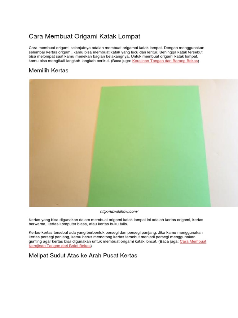 Cara Membuat Gambar Katak Dari Kertas Origami  Kata Kata