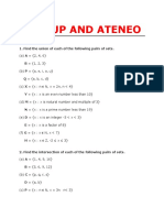 Ust/Up and Ateneo: 1. Find The Union of Each of The Following Pairs of Sets