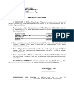 Affidavit of Loss-drivers License Card