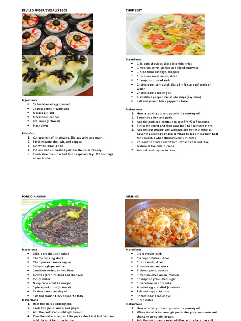 A Collection of Filipino Recipes Pork Chop Suey, Deviled Eggs, Pork
