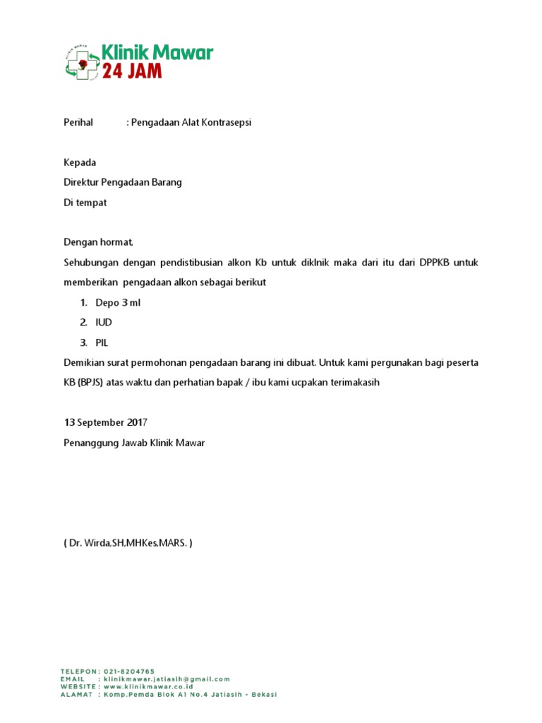 Contoh Surat Pengajuan Pengadaan Barang Kantor  Aneka Macam Contoh