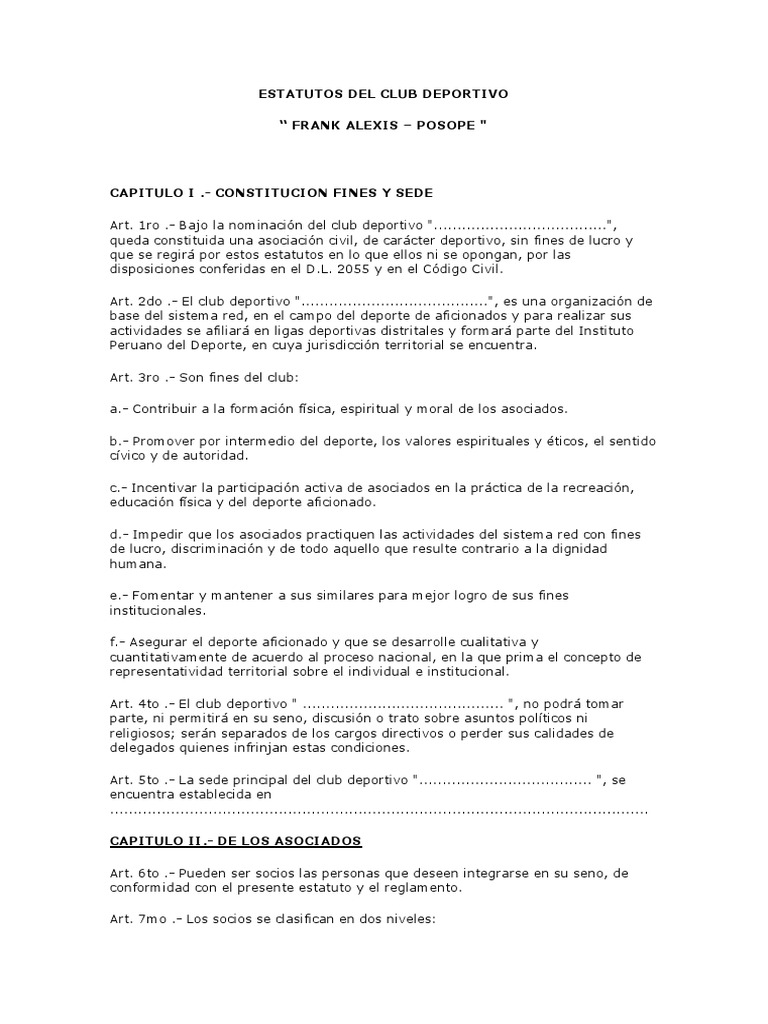 Estatutos Del Club Deportivo | PDF | Quórum | Contabilidad