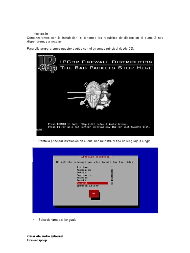 Instalación de Firewall IPCop | PDF | Dirección IP | Protocolos de red