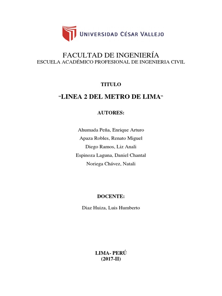 Proyecto Línea 2 del Metro de Lima | PDF | Servicios públicos | Lima