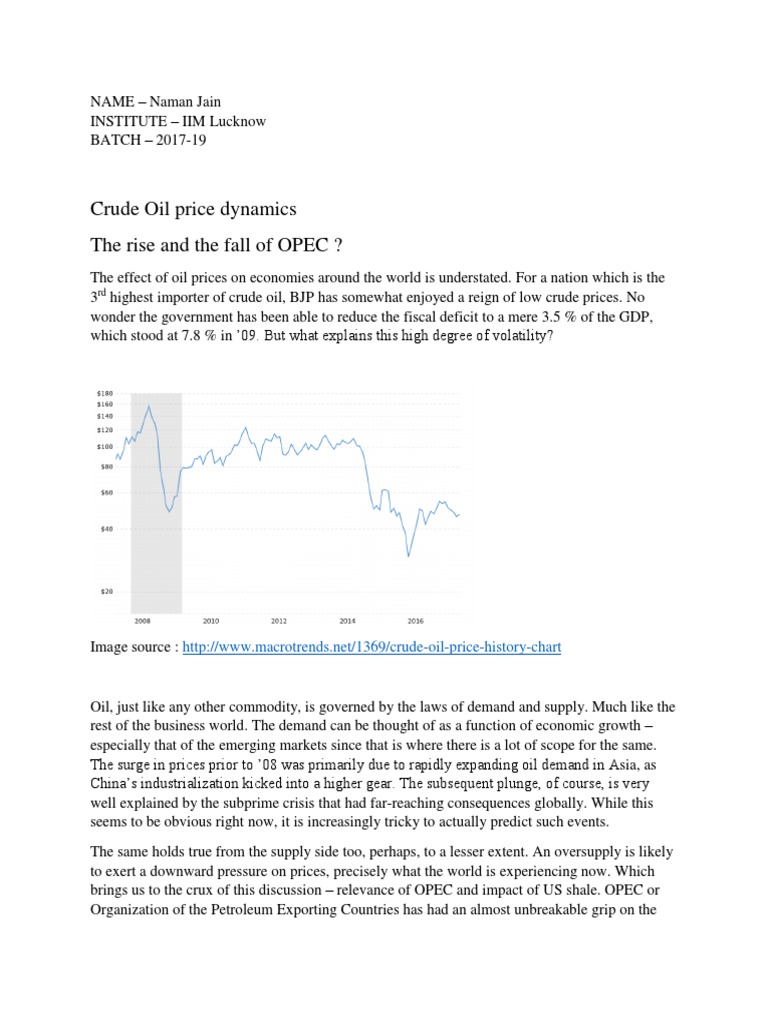 Crude Oil Price Dynamics & OPEC | PDF | Opec | Price Of Oil