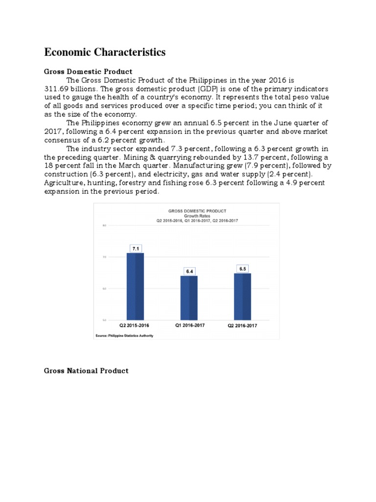 Economic Characteristics Gross Domestic Product PDF Gross Domestic