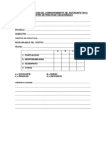 Hoja de Evaluacion Del Comportamiento Del Estudiante en El Centro de Prácticas Vacacionales