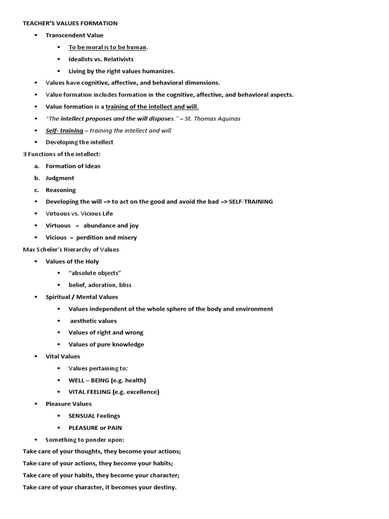 Values Formation in Teaching | PDF