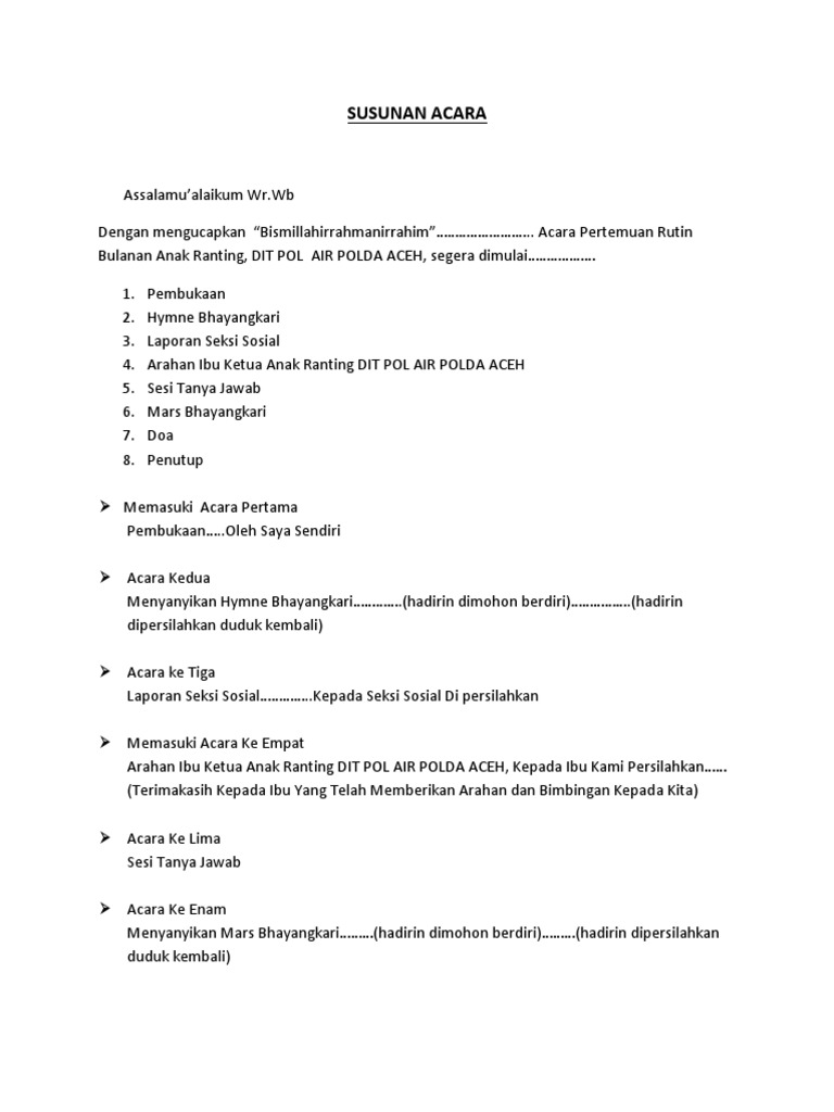 Susunan Acara Bhayangkari Docx