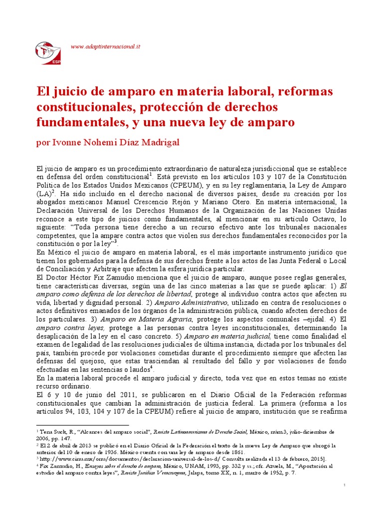 Juicio de Amparo en Materia Laboral | PDF | Derecho Constitucional ...