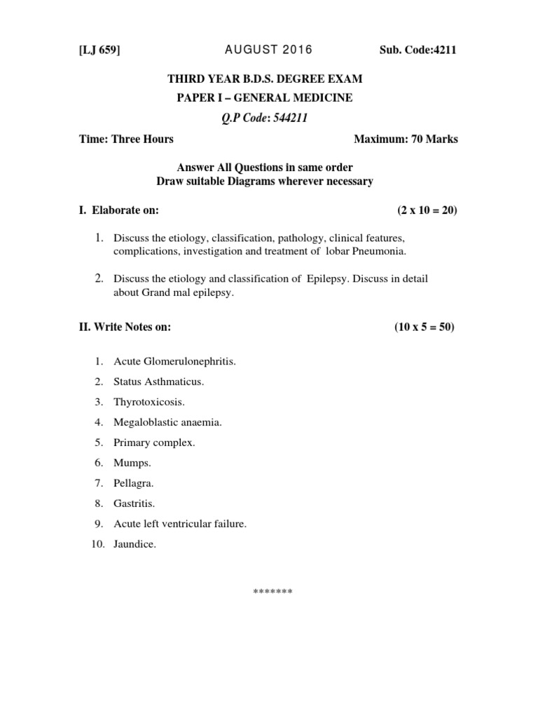 Third Bds Question Papers PDF Dental Degree Epidemiology