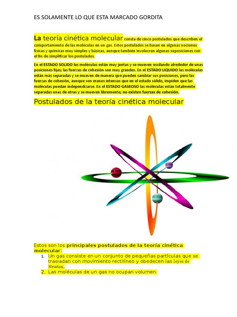 La Teoría Cinética Molecular Consta de Cinco Postulados