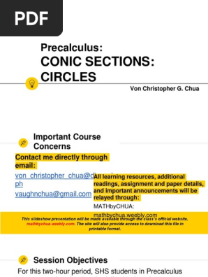 conic sections and circles