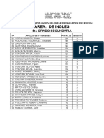 AREA DE INGLES 5º DE SECUN. RESULT. EVALUAC  DE LOS8 MEJORES ALUMNOS  I E Nº 109 IMC