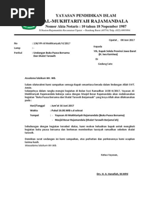 Surat Undangan Buka Puasa Bersama Yayasandocx