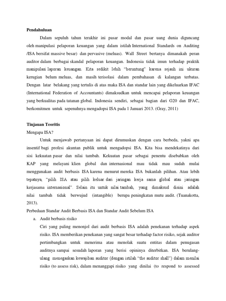 International Standar Audit Isa Dan Audit Berbasis Risiko Pdf