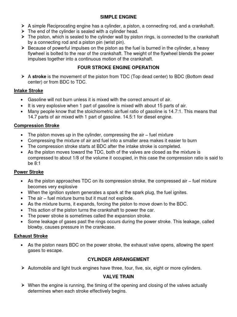 Automotive Engineering Notes 2 Piston Cylinder (Engine)