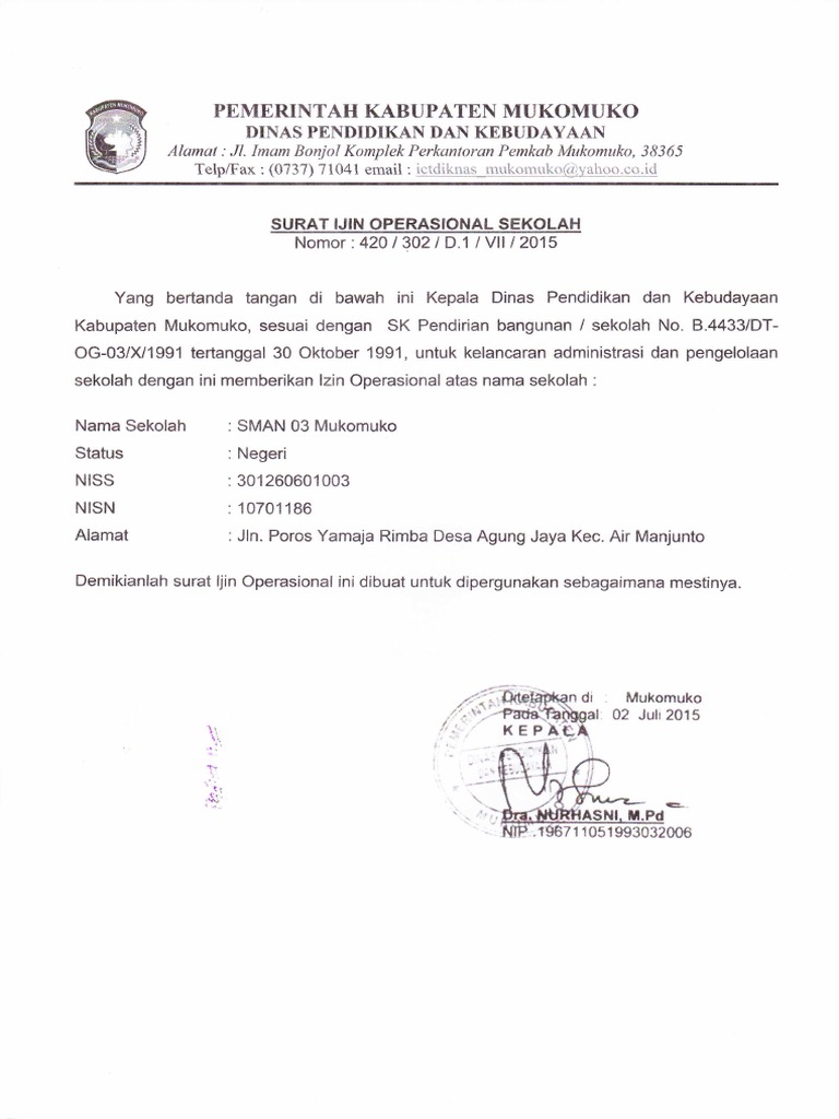 Download 60+ Contoh Surat Surat Izin Operasional Sekolah Negeri Gratis Terbaru