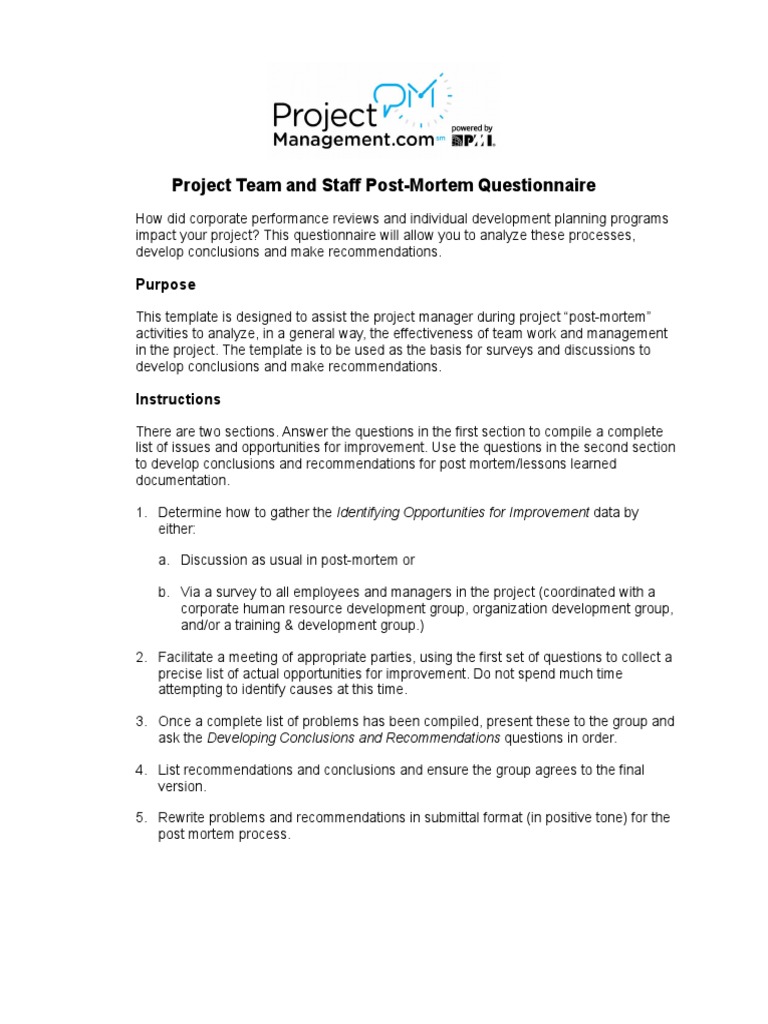 Post Mortem Meeting Report Template Teamgantt