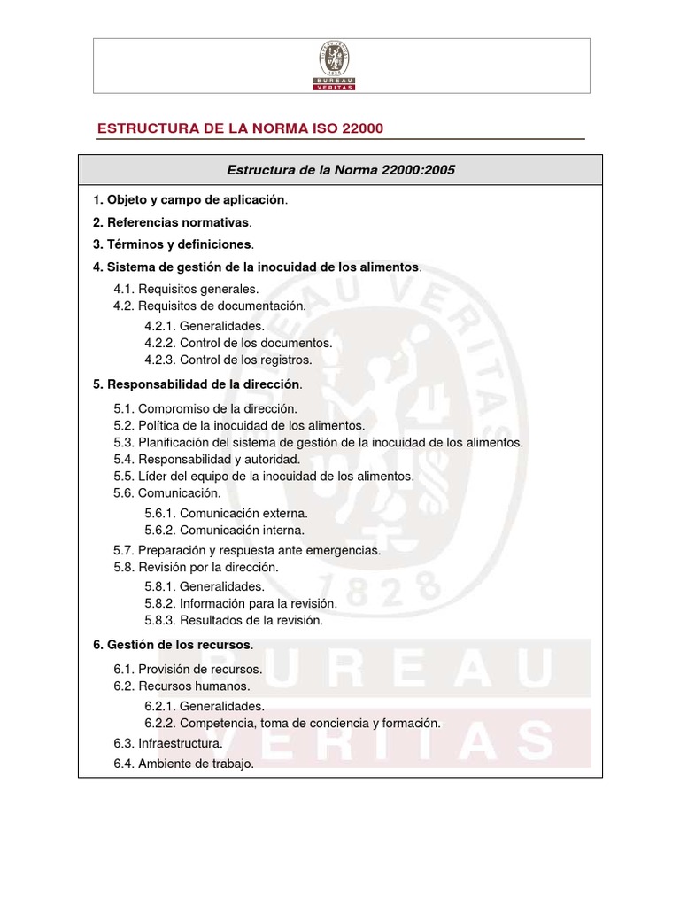 Estructura de la Norma ISO 22000:2005 | PDF | Planificación ...