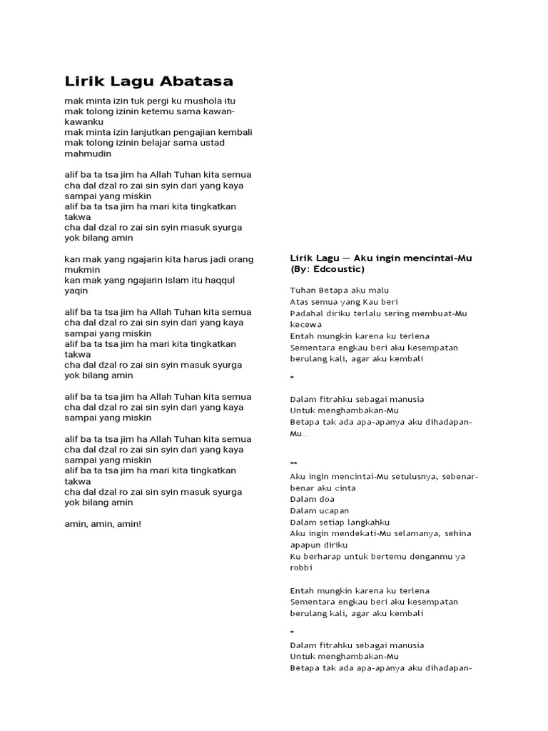 Lirik Lagu Cinta Dalam Doa