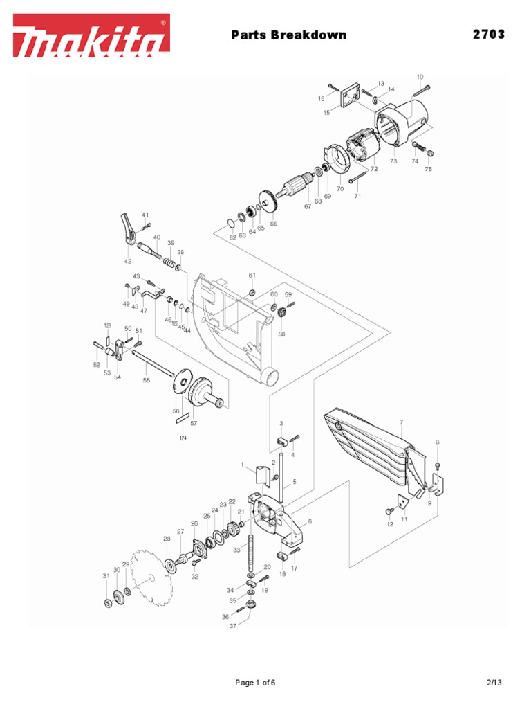 Makita 2703 Diagram | PDF | Washer (Hardware) | Screw