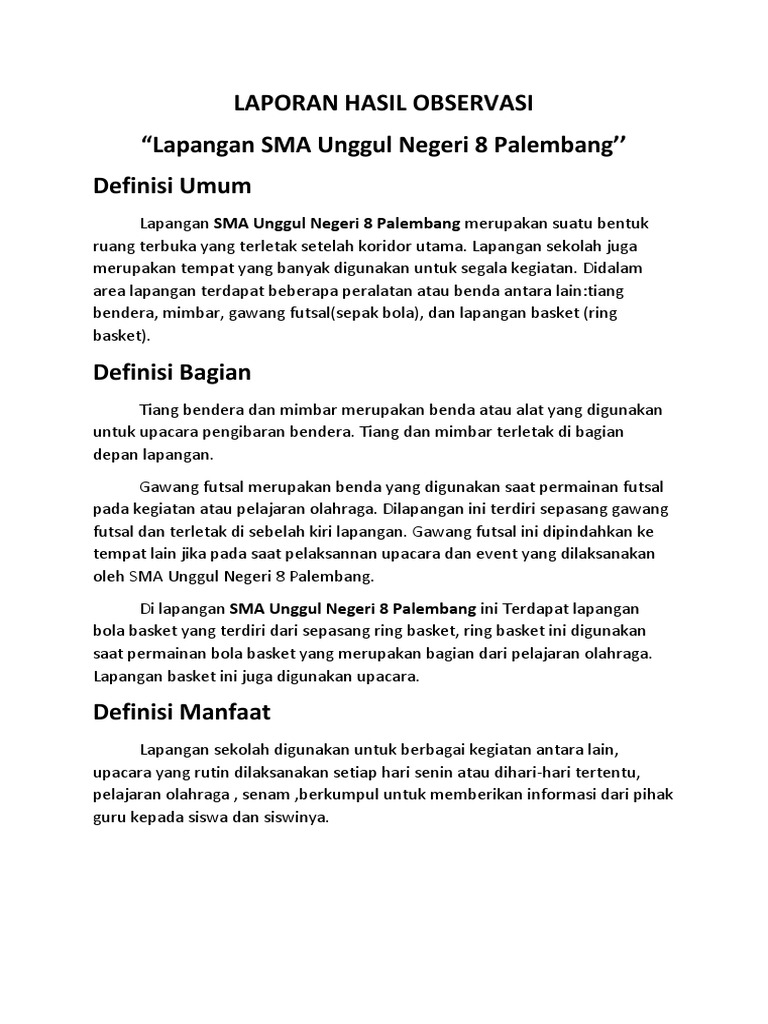 Laporan Hasil Observasi