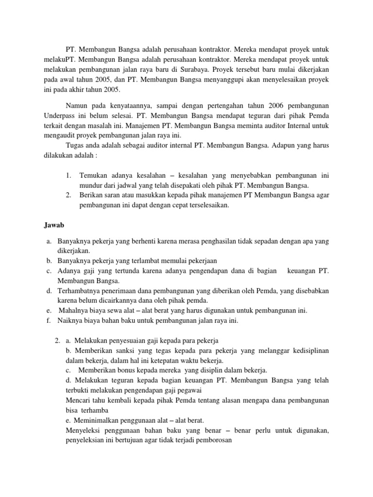 Contoh Laporan Audit Internal Perusahaan Dagang Audit