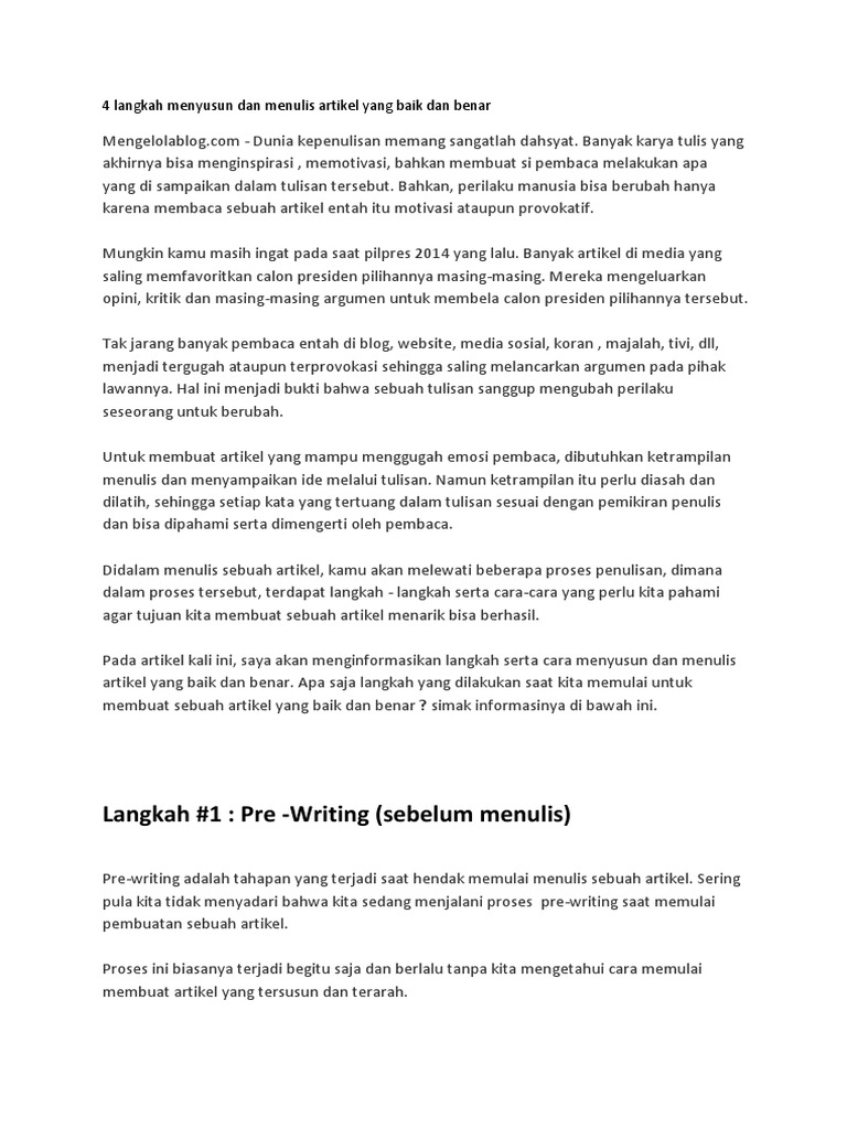 4 langkah menyusun dan menulis artikel yang baik dan benar pdf
