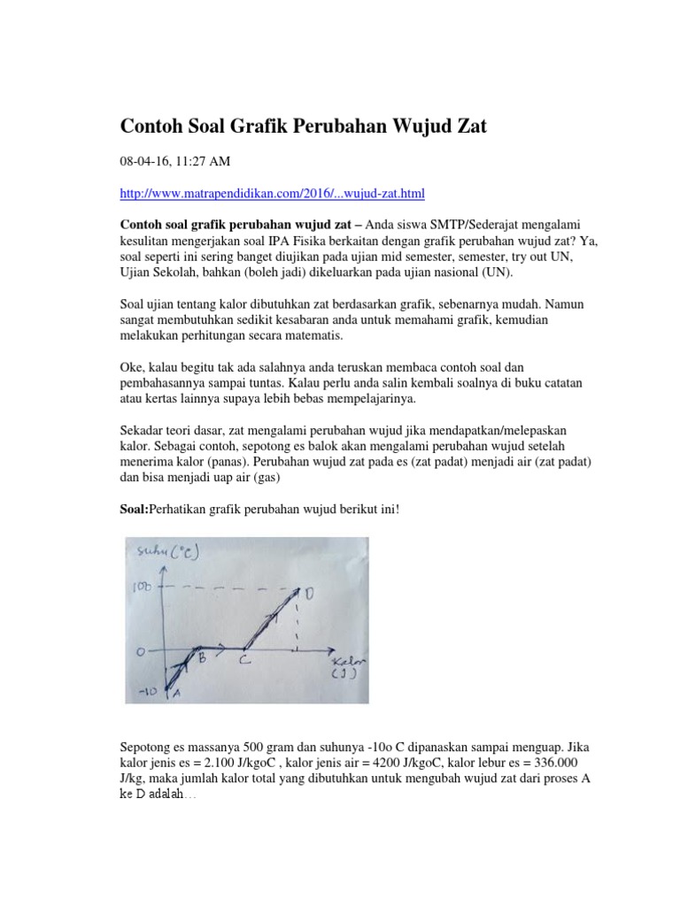 Contoh Soal Wujud Zat Dan Pembahasannya