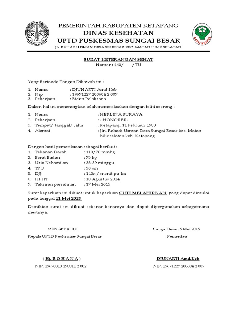 Surat Cuti Melahirkan