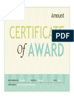 Certificate of Award Recognition