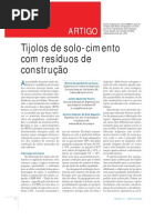 Tijolos de solo-cimento com resíduos de construção