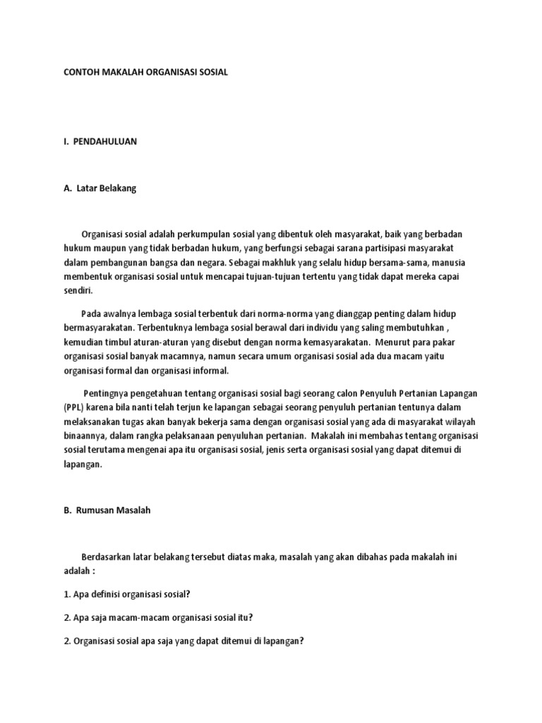 Contoh Makalah Organisasi Sosial Docx