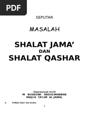 Buku Shalat Jama Dan Qashar 215 Hal