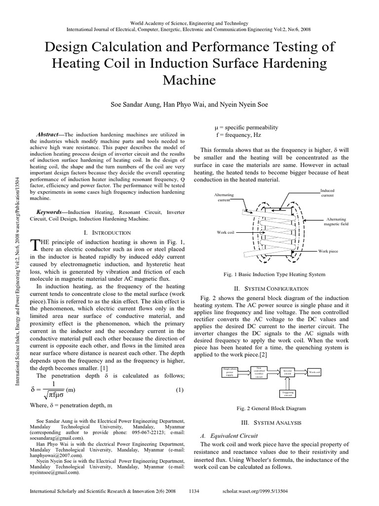 Design Calculation and Performance Testing of Heating Coil in Induction ...