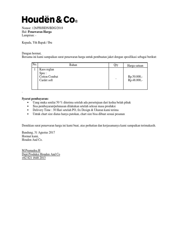 Surat Penawaran T Shirt Pdf