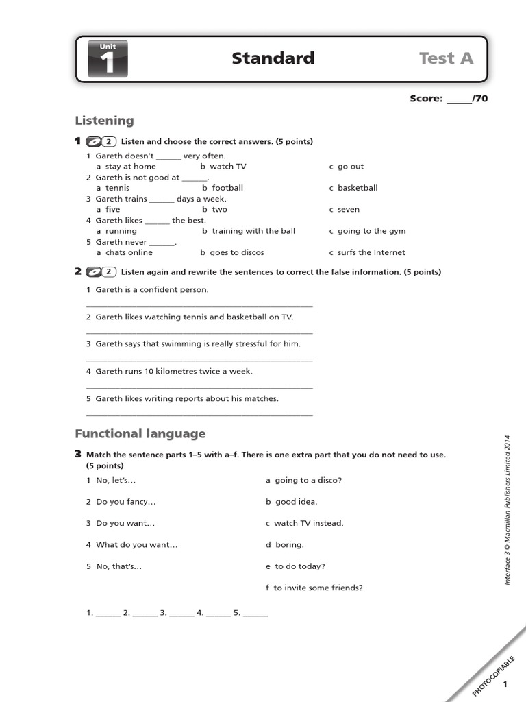 Test Z Angielskiego Klasa 7 Dział 1