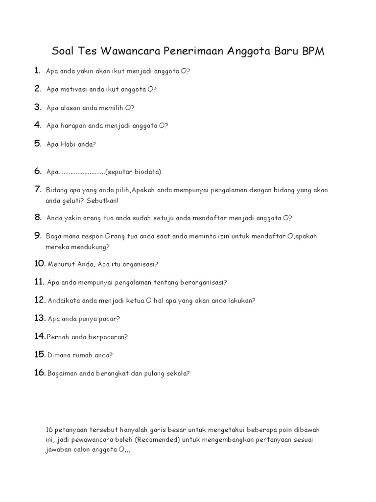 Tes Wawancara Badan Perwakilan Mahasiswa