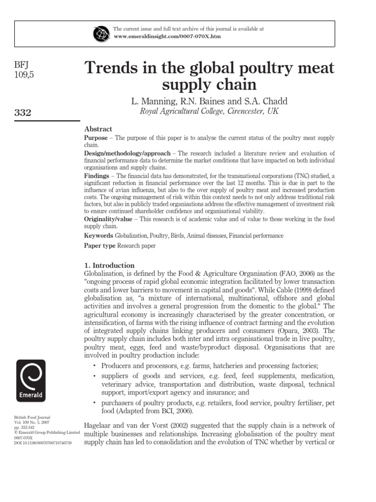 Trends in The Global Poultry Meat Supply Chain PDF Moody's
